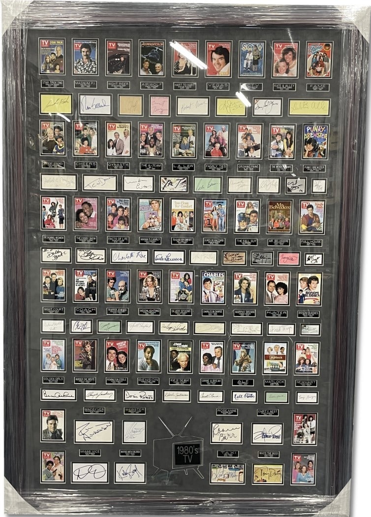 1980s TV Shows Autographed Cuts 50 Signatures Global Authentics: 1980s TV Shows Autographed Cuts 50 Signatures Global Authentics This unique collection features original autographed cuts from iconic 1980s television shows, custom framed and showcasing a stunning ar