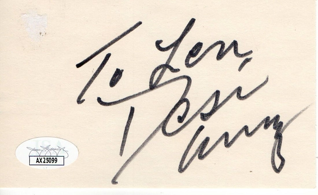Desi Arnaz I Love Lucy Autographed Index Card JSA Certified: Desi Arnaz I Love Lucy Autographed Index Card JSA Certified This is an original index card signed by Desi Arnaz, famously known for his role as Ricky Ricardo in the beloved television series "I Love L