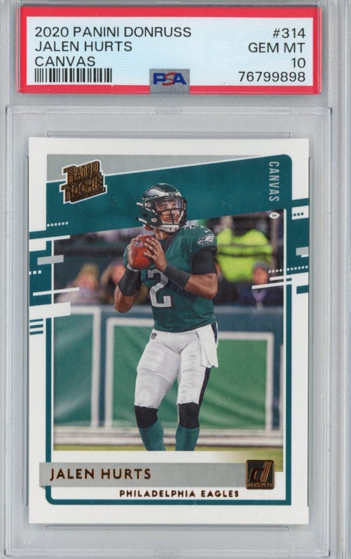 2020 Panini Donruss Jalen Hurts #314 PSA 10 Gem Mint Rookie Card (1 of 2)