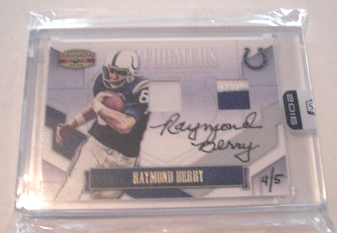 Raymond Berry 2016 Panini Dual Jersey Auto 4/5 Signed Card (1 of 1)