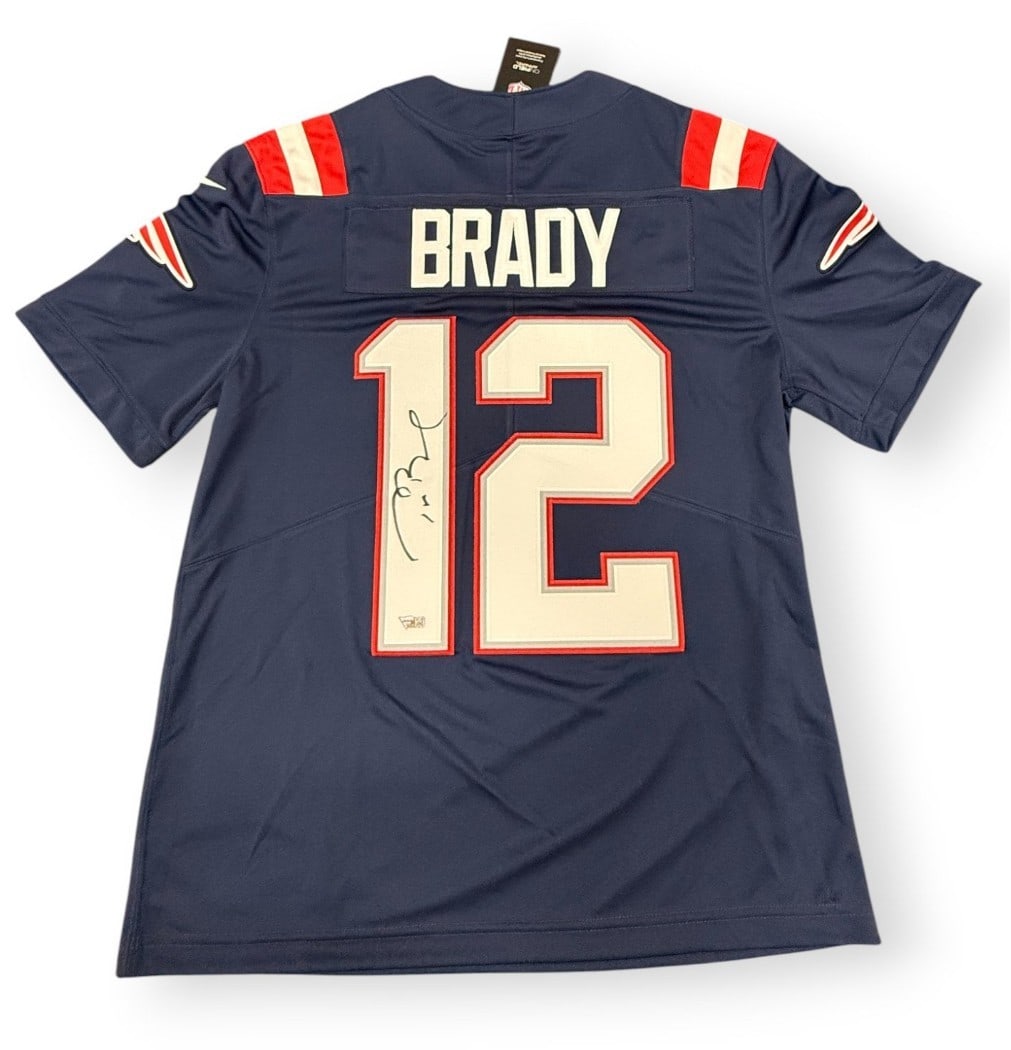 Tom Brady Autographed Authentic Navy Blue Jersey JSA Certified Patriots: Tom Brady Autographed Authentic Navy Blue Jersey JSA Certified Patriots Celebrate one of the greatest quarterbacks in NFL history with this Tom Brady signed authentic throwback navy blue jersey from t