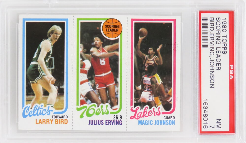 1980 Topps Larry Bird Magic Johnson Julius Erving PSA 7 Card (1 of 2)