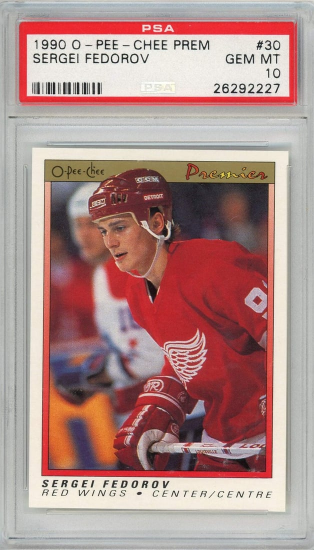 1990-91 O-Pee-Chee Sergei Fedorov #30 RC PSA 10 Hockey Card (1 of 2)