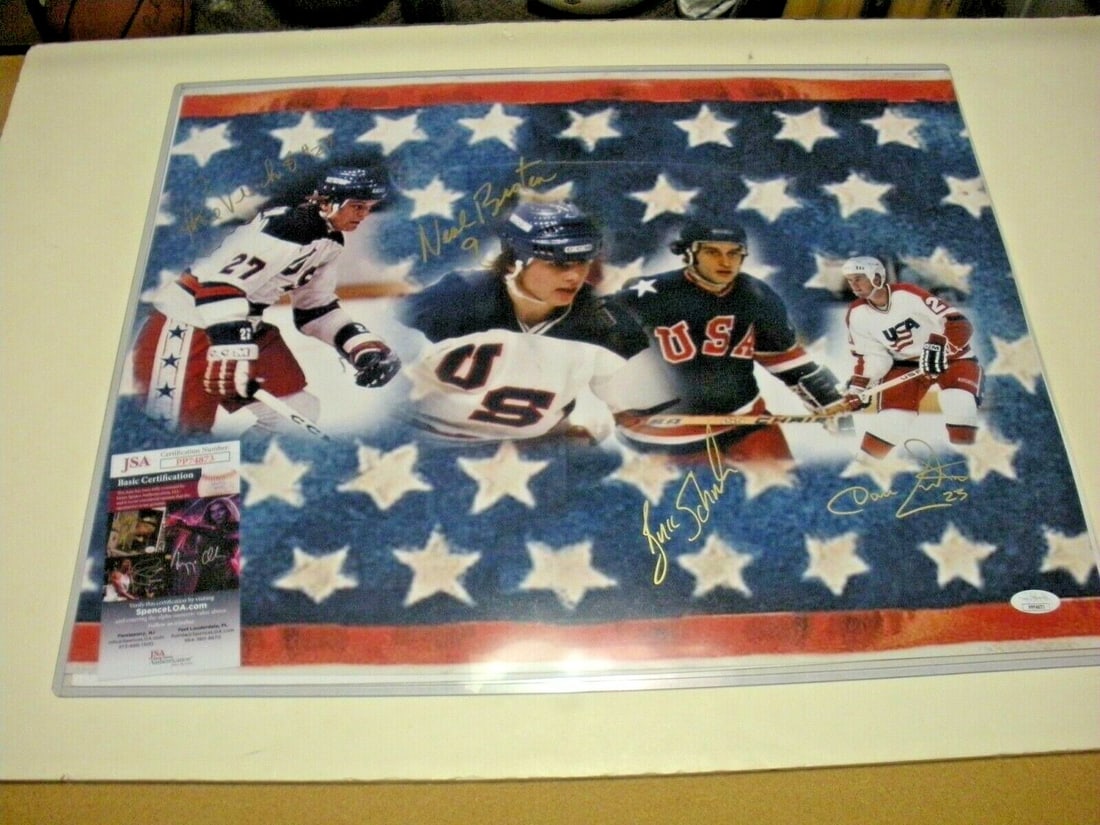 1980 Olympic Gold Signed Photo VERCOTTA BROTEN SCHNEIDER JSA COA 16x20: 1980 Olympic Gold Signed Photo VERCOTTA BROTEN SCHNEIDER JSA COA 16x20 This stunning 16x20 photograph features the legendary moments from the 1980 Olympic Games, signed by athletes Vercotta, Broten, a