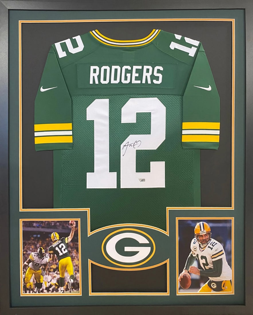 Aaron Rodgers Autographed Framed Jersey Green Bay Packers Fanatics Authenticated (1 of 2)