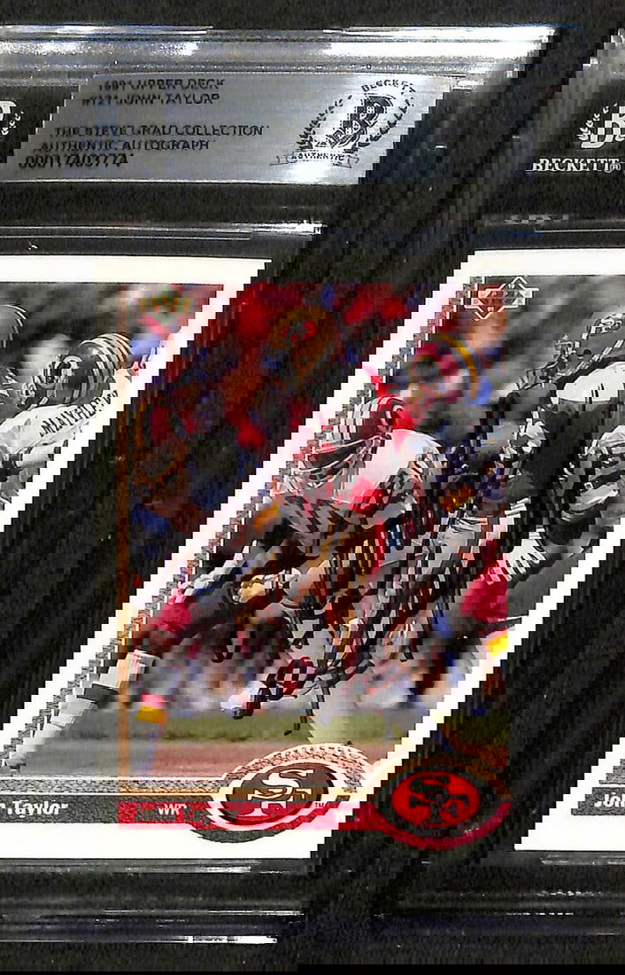 John Taylor Signed 1991 Upper Deck #121 Football Card Beckett Authenticated: John Taylor Signed 1991 Upper Deck #121 Football Card Beckett Authenticated This is an original autographed 1991 Upper Deck #121 sports trading card featuring John Taylor, the renowned wide receiver f