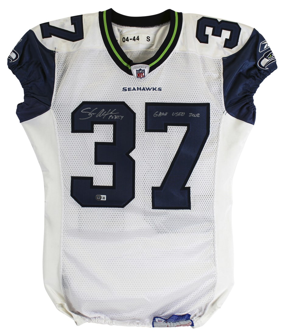 Shaun Alexander Signed Game Used Jersey 2002 Seahawks Reebok BAS Witness: Shaun Alexander Signed Game Used Jersey 2002 Seahawks Reebok BAS Witness This authentic 2004 Seattle Seahawks game-used jersey is a remarkable piece of memorabilia, personally signed by NFL star Shaun