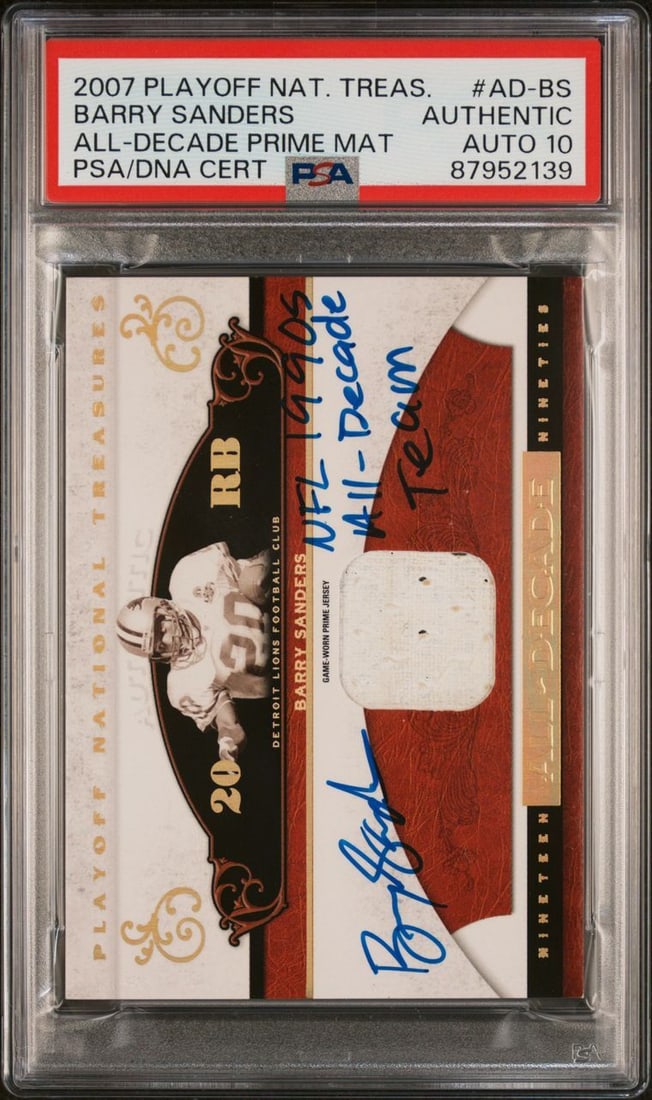 2007 Playoff National Treasures Barry Sanders Autographed Card PSA AD-BS (1 of 2)