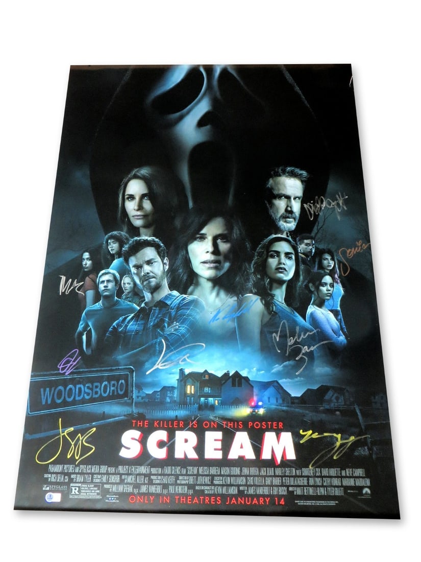 Scream 2022 Cast Autographed 27x40 Poster Beckett Authenticated (1 of 2)