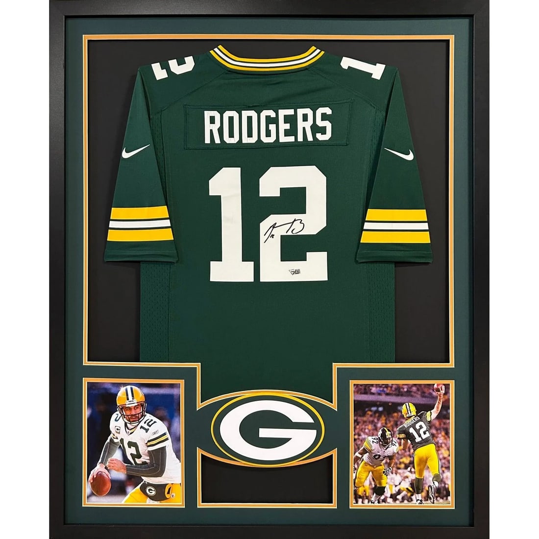 Aaron Rodgers Autographed Framed Jersey Green Bay Packers Fanatics Certified (1 of 3)