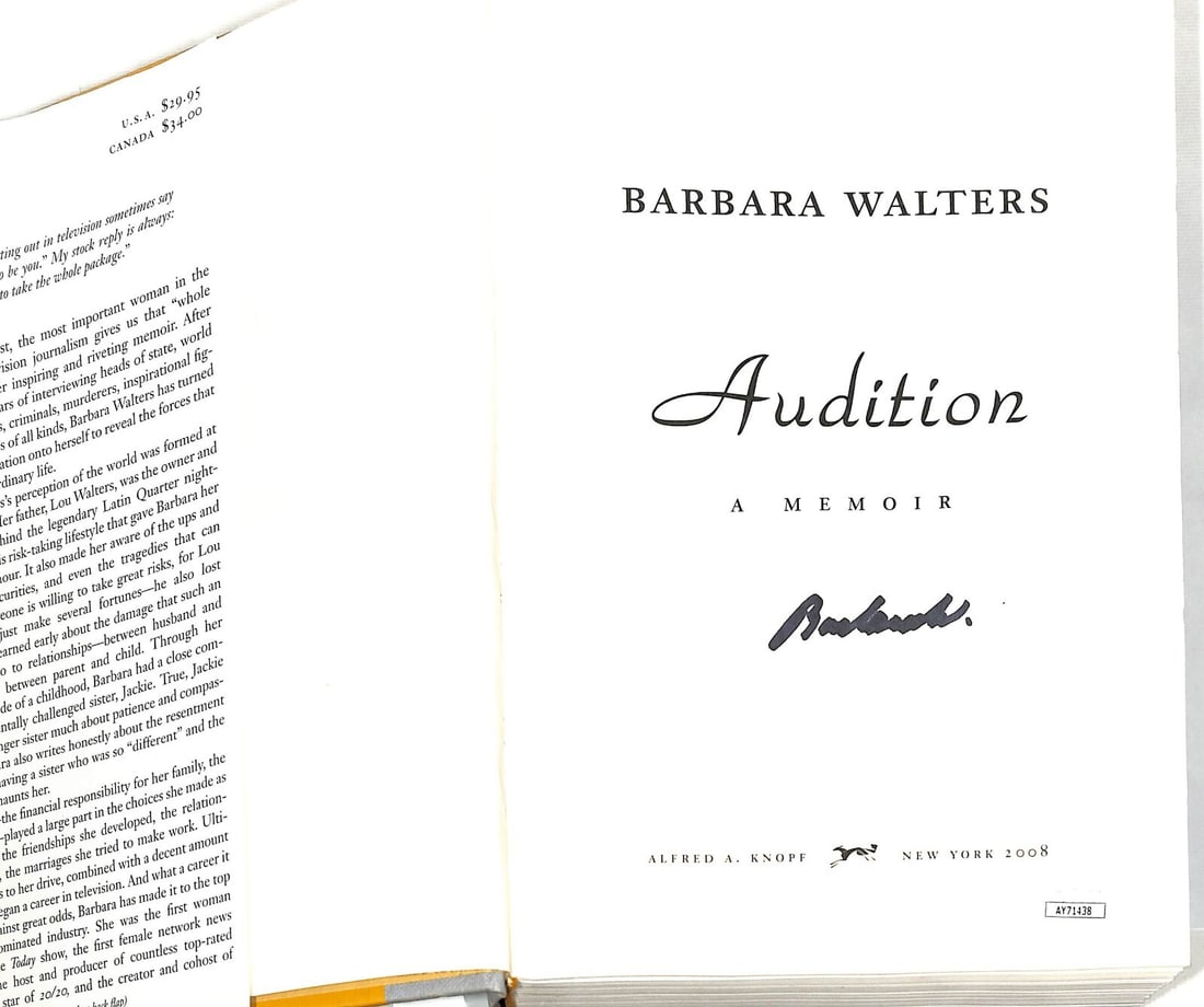 Barbara Walters Signed Audition Book with JSA Authentication (1 of 3)