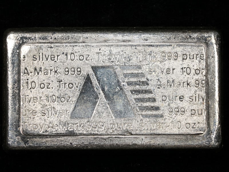 Vintage 10 Oz .999 Silver Bar A-Mark USVI Ingot Lot #787 (1 of 2)