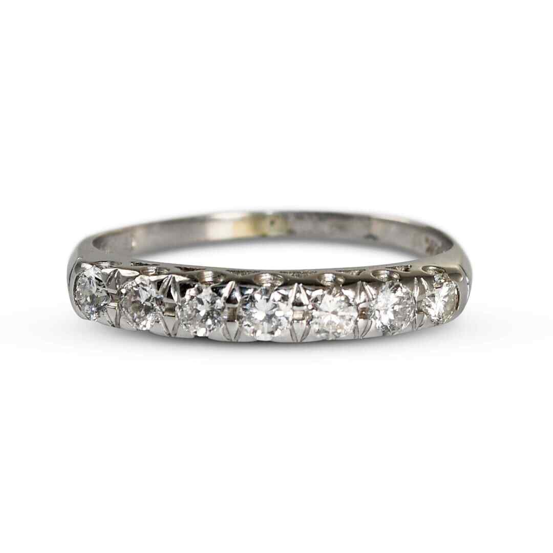 14k White Gold Vintage Diamond Band with 0.35 Carats Natural Diamonds: 14k White Gold Vintage Diamond Band with 0.35 Carats Natural Diamonds This exquisite vintage diamond band is crafted in luxurious 14k white gold, showcasing a total diamond weight of 0.35 carats. The