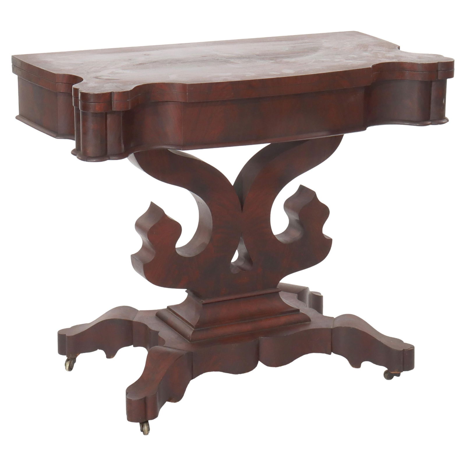 Quervelle School Flame Mahogany Card Table c1840 First Empire Design (1 of 8)