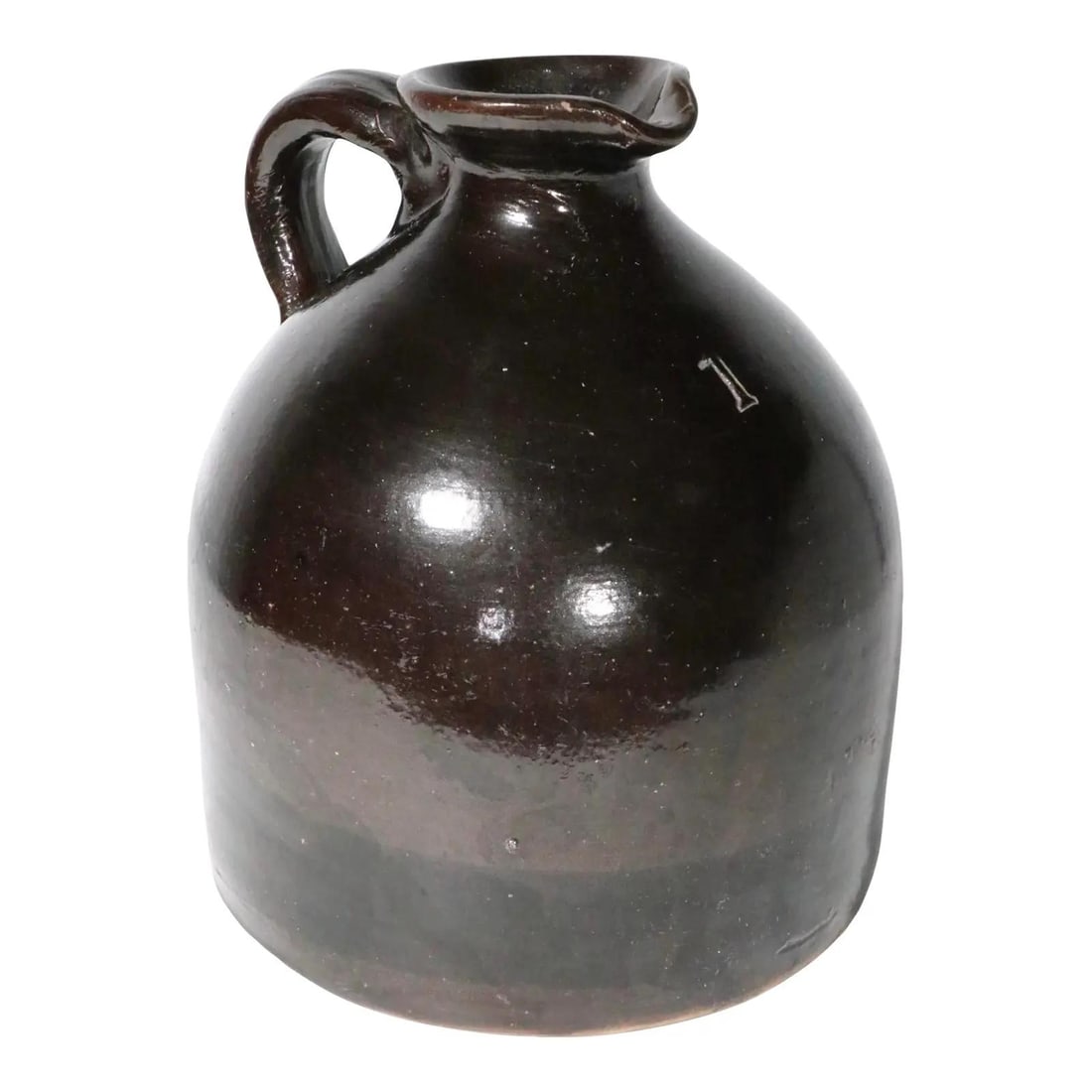 Antique Albany Brown Stoneware Slip Ware Whiskey Jug (1 of 10)
