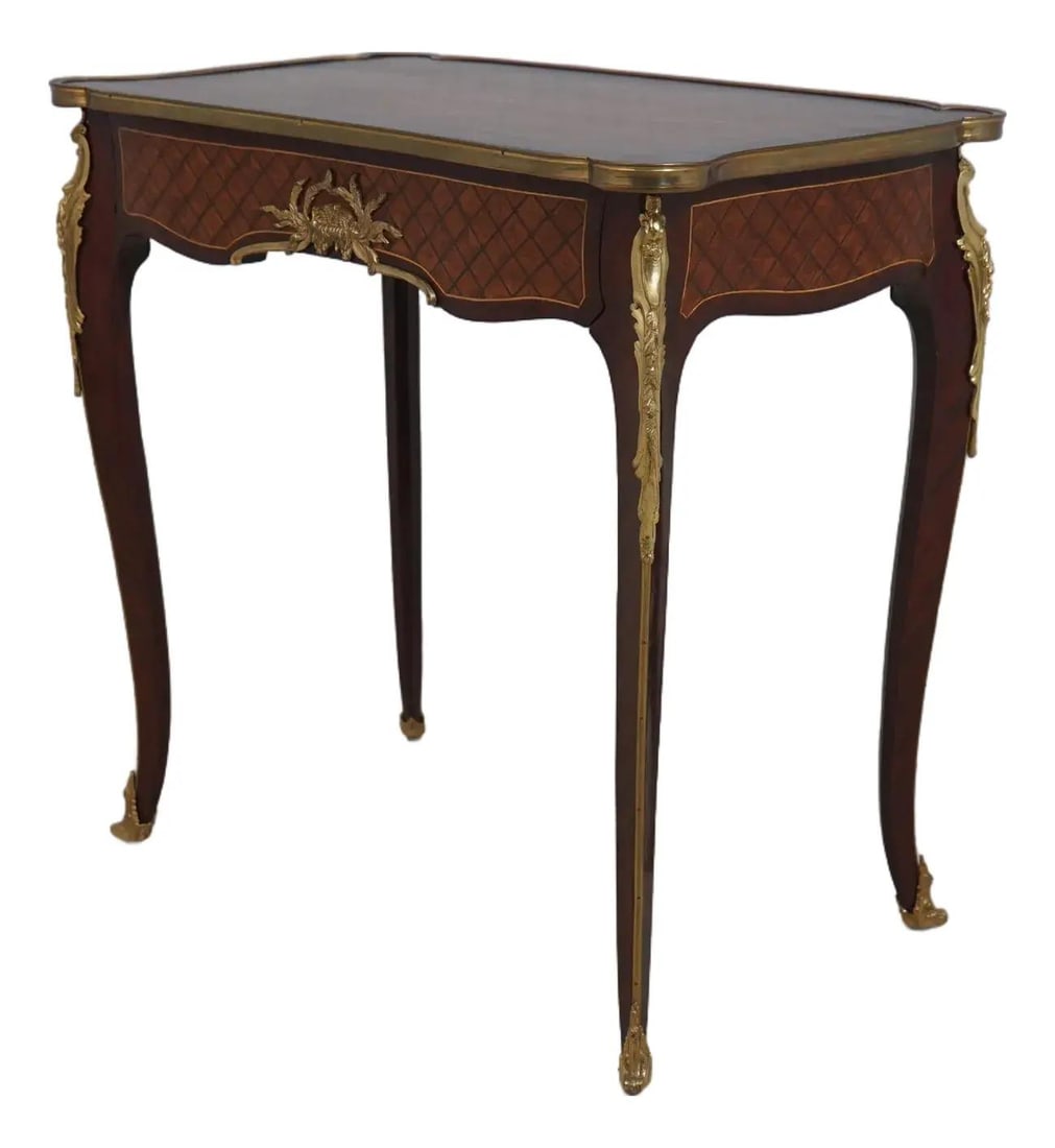 Elegant Louis XV Style Mahogany Side Table with Brass Gallery (1 of 10)