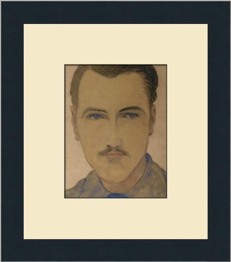 Konrad Cramer 2002 Self-Portrait Modernist Framed Print 13x11: Konrad Cramer 2002 Self-Portrait Modernist Framed Print 13x11 This stunning custom framed print features a self-portrait by renowned artist Konrad Cramer, created in 2002. Measuring 11 inches in width