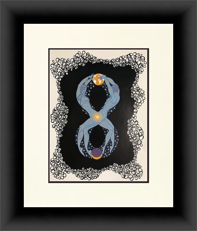 Erte Number 8 Art Deco Custom Framed Print Lithograph: Erte Number 8 Art Deco Custom Framed Print Lithograph This stunning custom framed print, titled "Numeral Suite 8" by the renowned artist Erte, showcases a captivating Art Deco style. Produced using of
