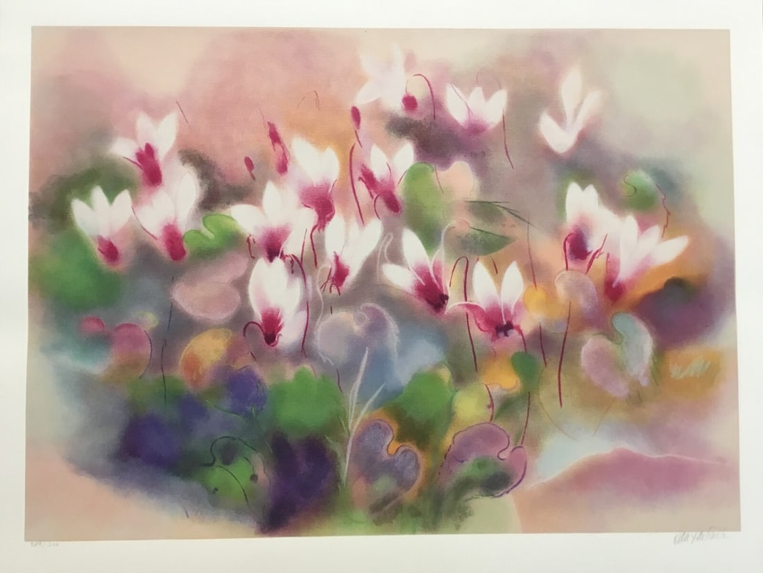 Dan Partouche Cyclamens Signed Limited Edition Lithograph 289/300 (1 of 4)