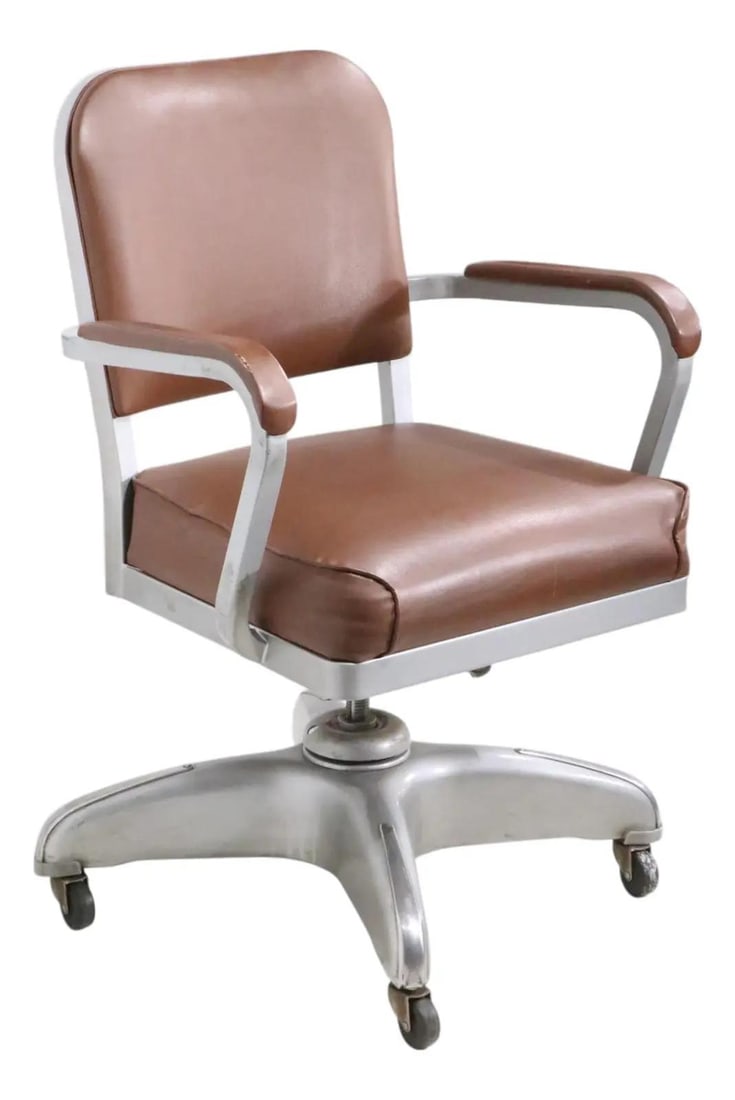Mid 20th Century Cole Swivel Tilt Desk Chair in Chrome and Vinyl (1 of 10)