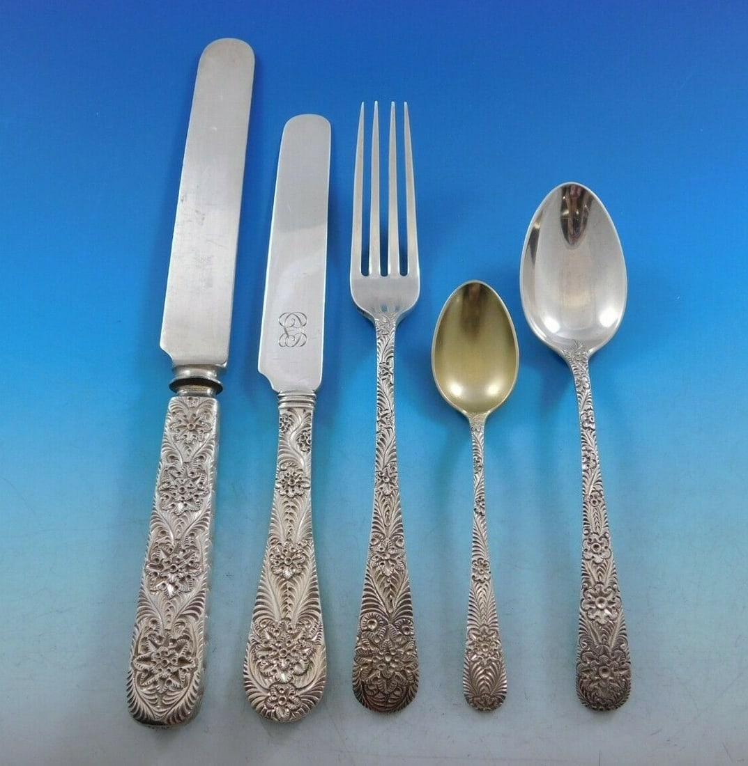 Exquisite Tiffany & Co Antique Custom Engraved Sterling Silver Flatware Set 67 pcs (1 of 12)