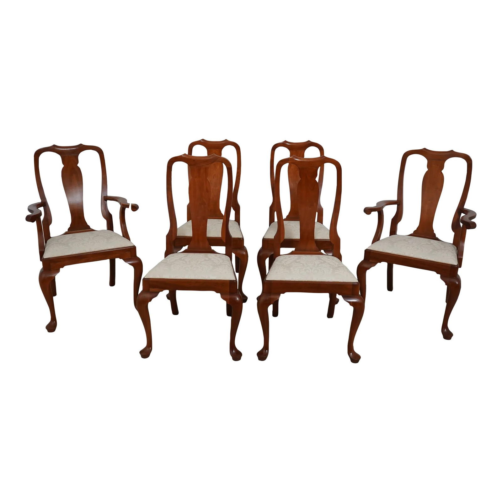 Set of 6 Henkel Harris Queen Anne Cherry Dining Chairs (1 of 10)