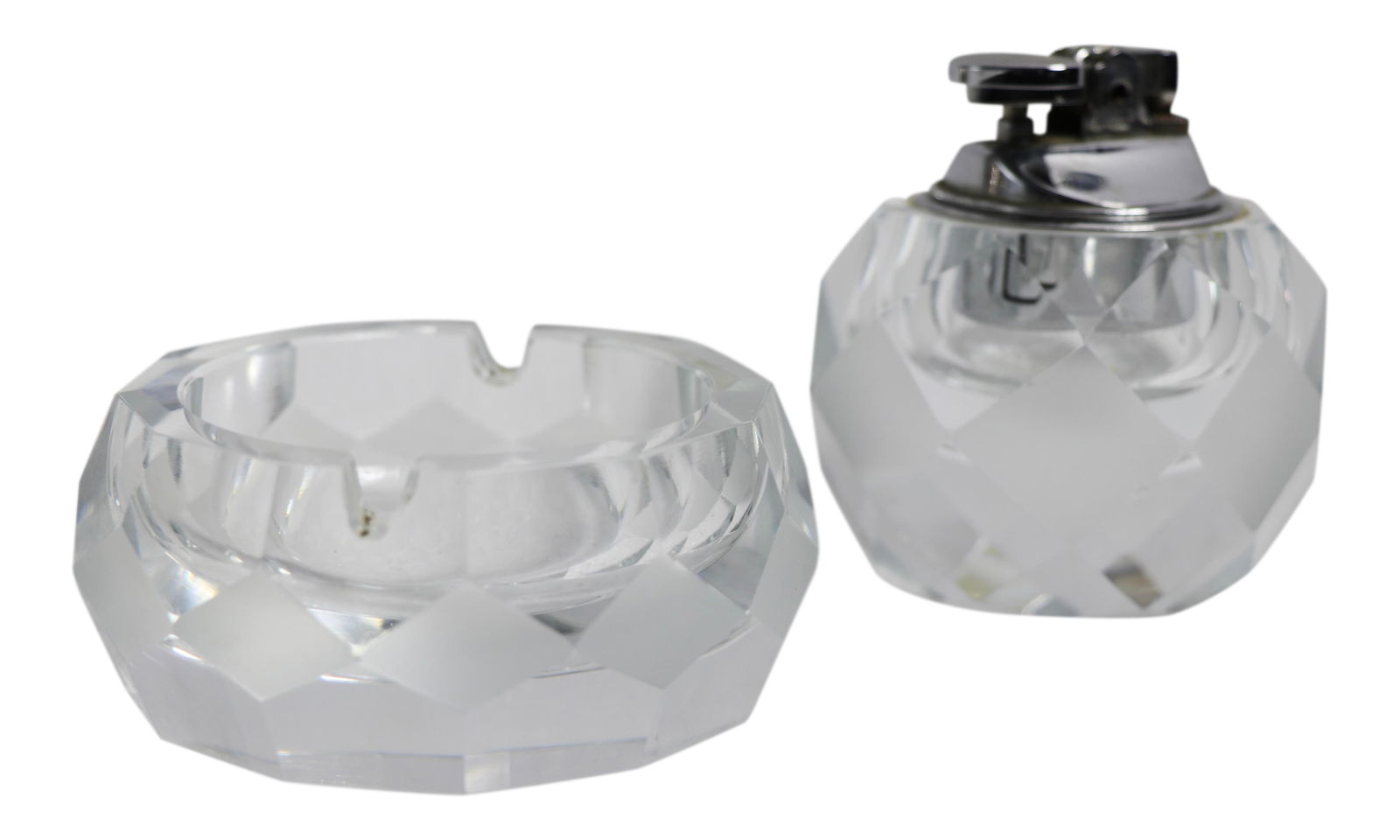 Swank Cut Glass Lighter and Ashtray Set Elegant Vintage Lot (1 of 4)