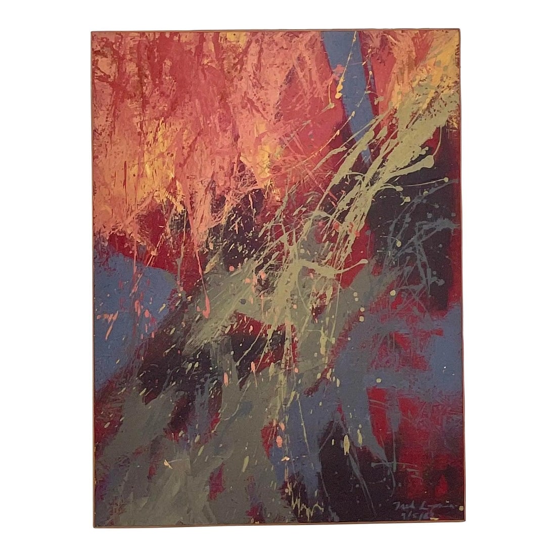 Vintage Boho Abstract Oil Painting on Board 36.75 x 48.75 (1 of 5)