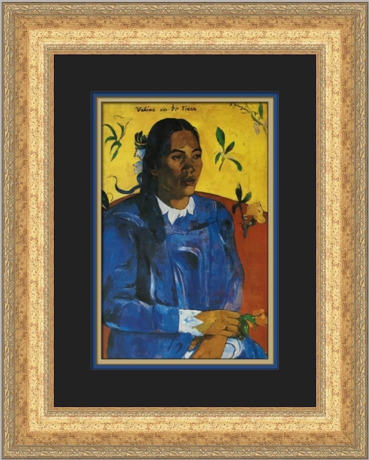 Paul Gauguin Woman with a Flower Custom Framed Art Print (1 of 2)