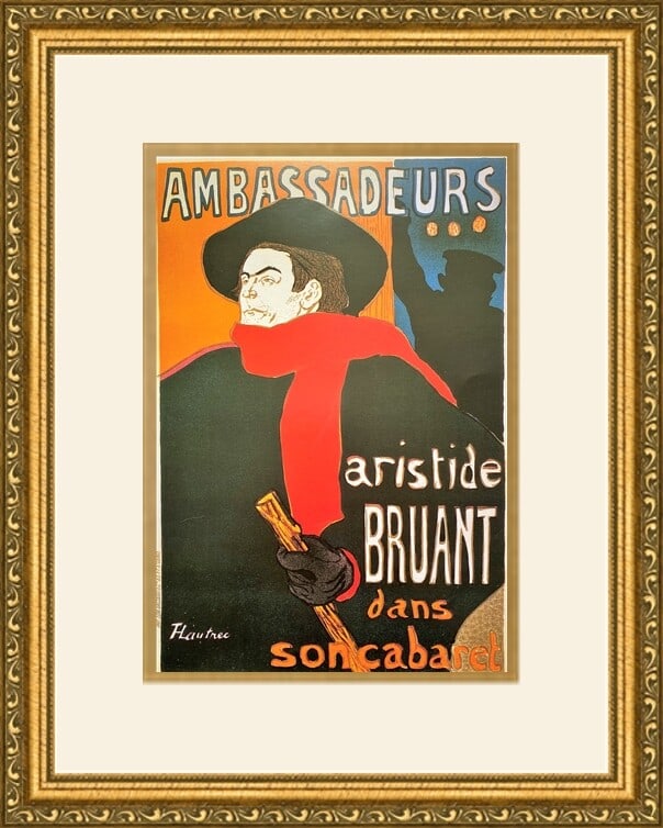Henri de Toulouse-Lautrec Bruant in his Cabaret Framed Print Multi-Color Impressionism (1 of 2)
