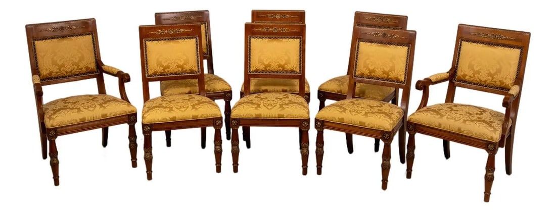 Set of 8 Henredon Louis XVI Mahogany Dining Chairs with Brass Accents (1 of 10)