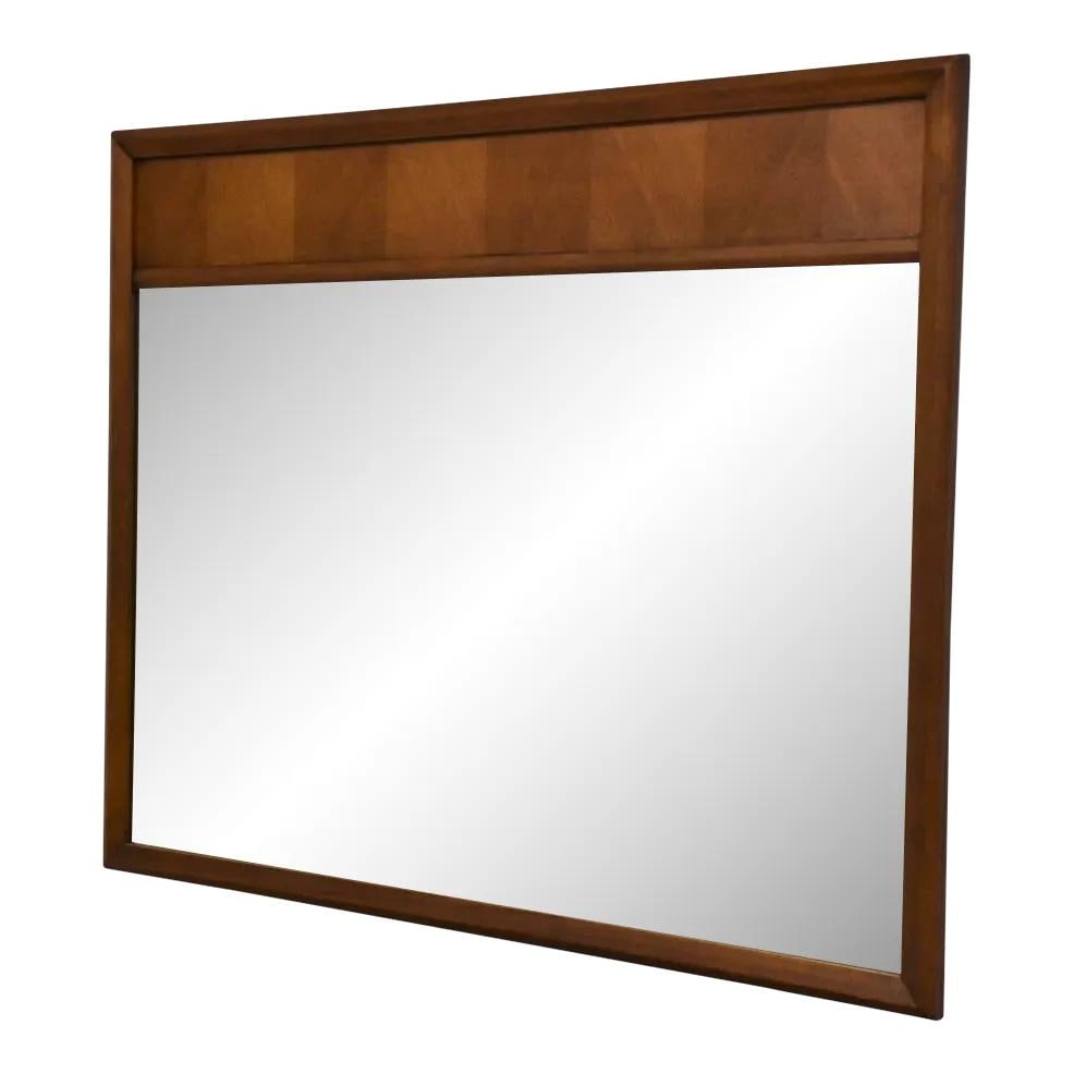 Elegant Walnut Mid Century Modern Square Mirror 52.75 x 44.5: Elegant Walnut Mid Century Modern Square Mirror 52.75 x 44.5 This stunning mid-century modern mirror features a sleek square design crafted from rich walnut, perfect for adding a touch of elegance to