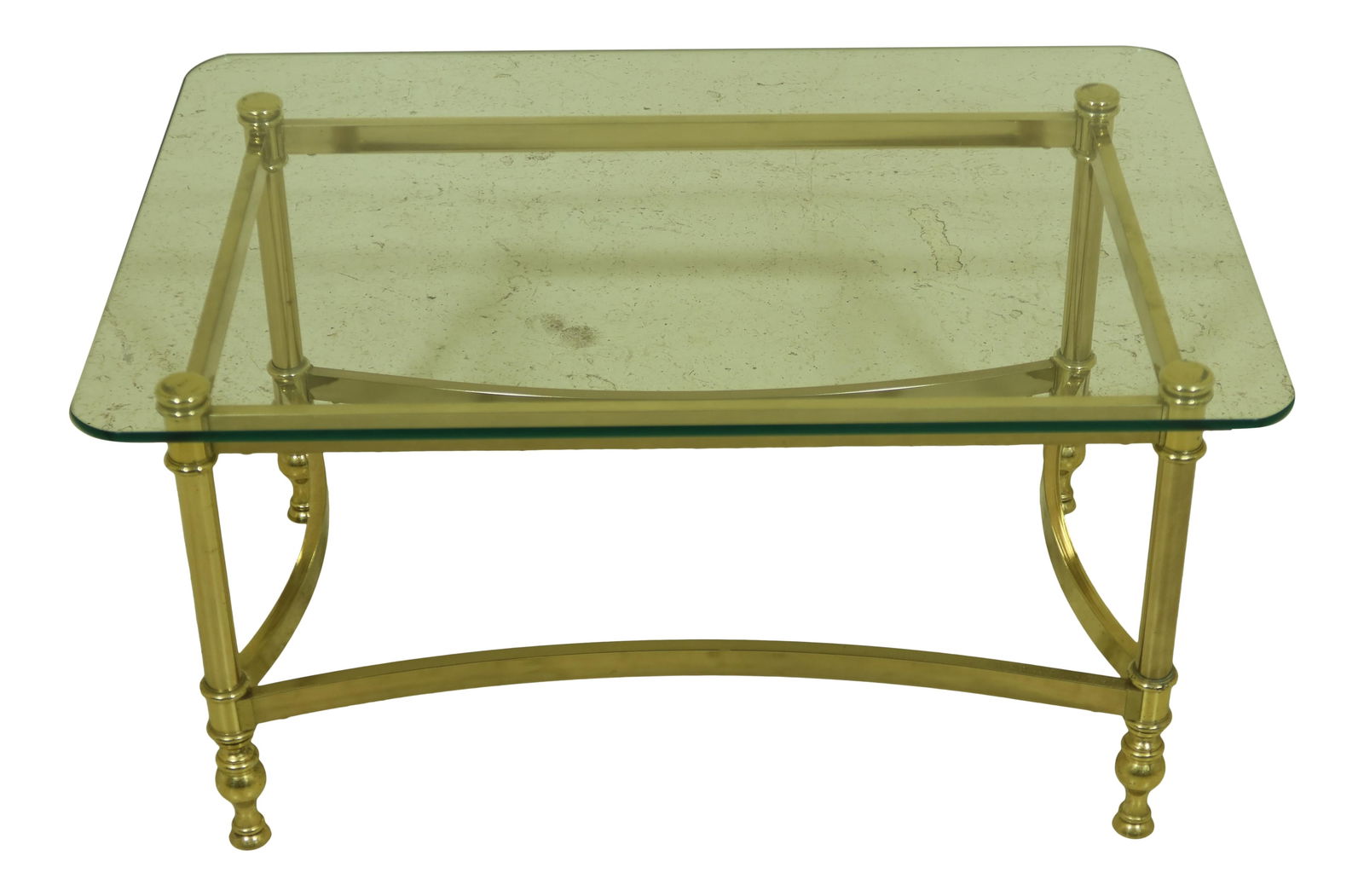 Regency Style Brass Base Coffee Table with Glass Top (1 of 10)