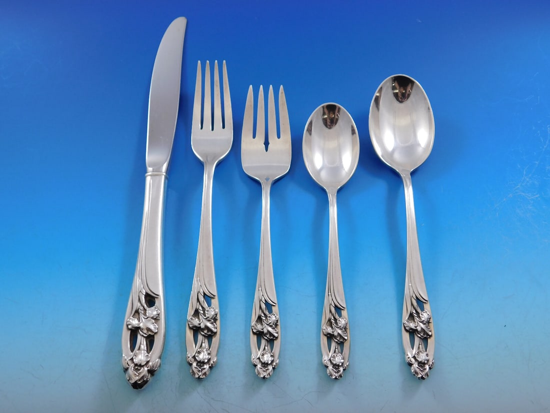 International Silver Iris Sterling Flatware Set for 8 - 43 Pieces (1 of 7)