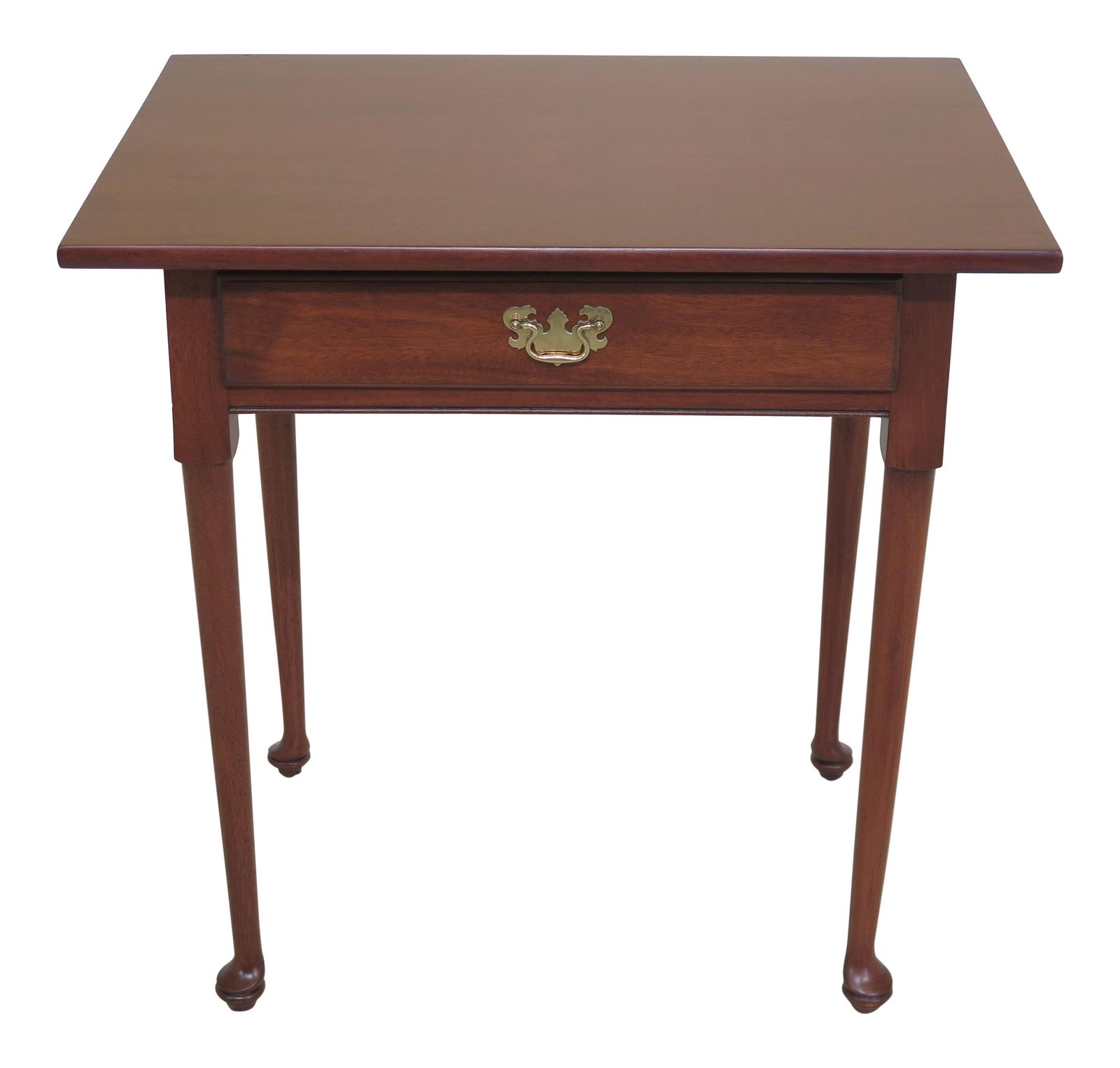1980s Queen Anne Solid Mahogany Work Table with Brass Hardware (1 of 9)