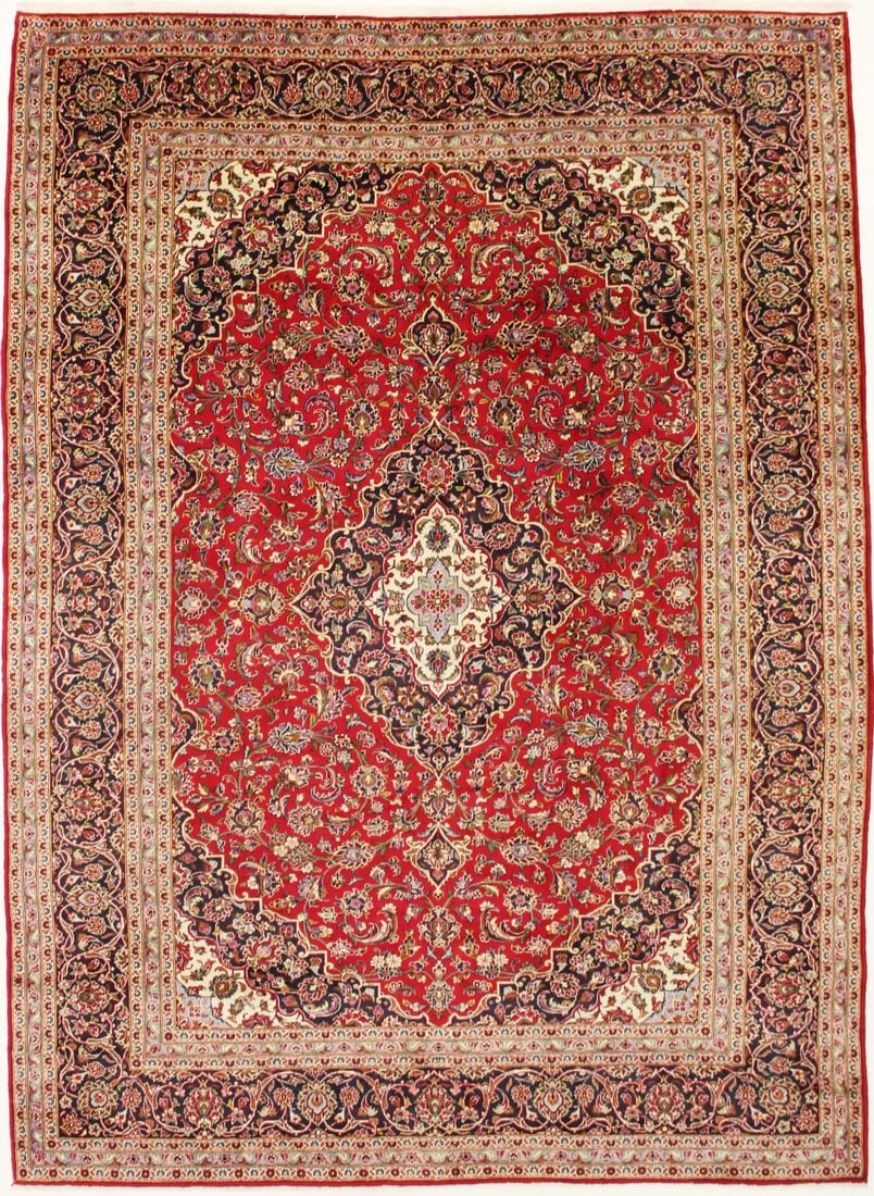 Vintage Handmade Oriental Area Rug 13'6 x 9'10 Floral Wool 1970s (1 of 9)