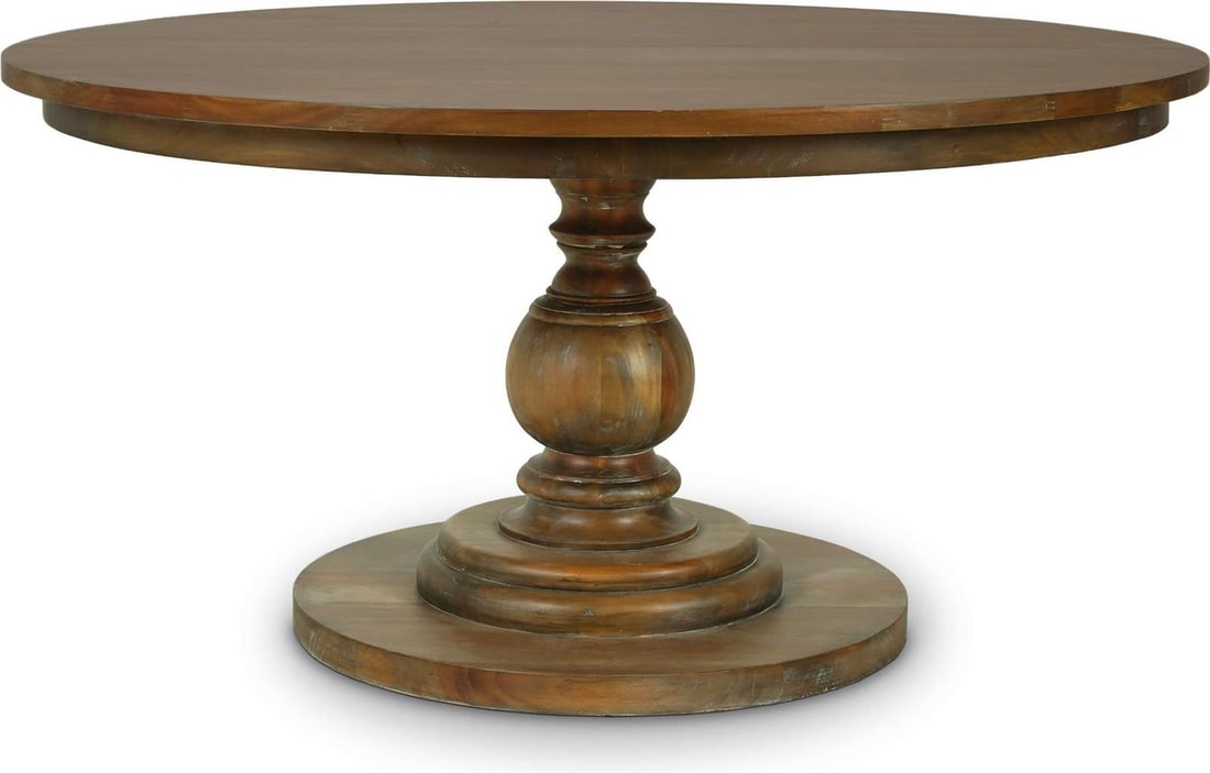 Steven Shell Mahogany Round Dining Table 60-In Straw Wash Finish (1 of 3)