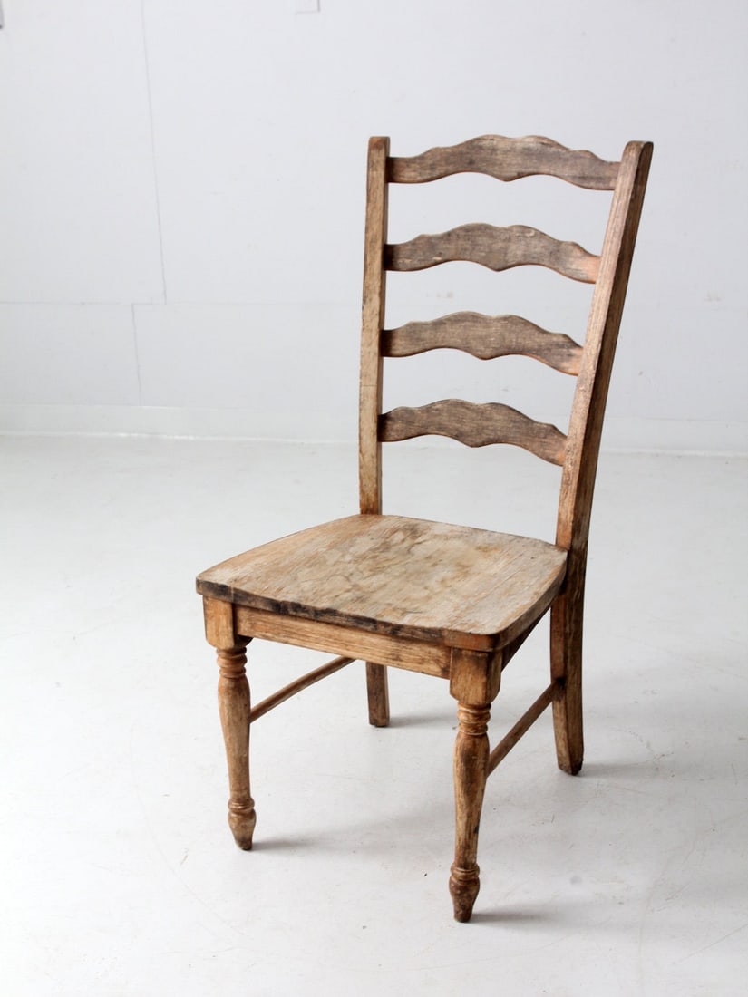 Rustic Vintage Wooden Ladder Back Accent Chair (1 of 10)