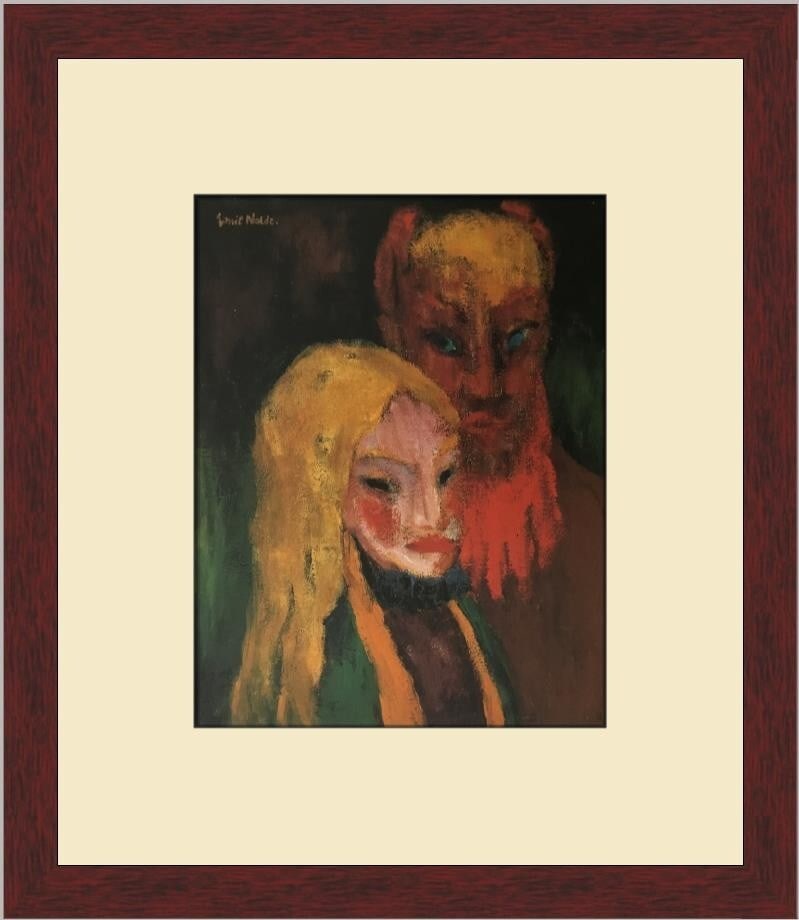 Emil Nolde Man with Young Daughter Framed Print Expressionism 1998: Emil Nolde Man with Young Daughter Framed Print Expressionism 1998 This stunning custom framed print titled "Man with Young Daughter" by Emil Nolde captures the essence of Expressionism. The artwork i