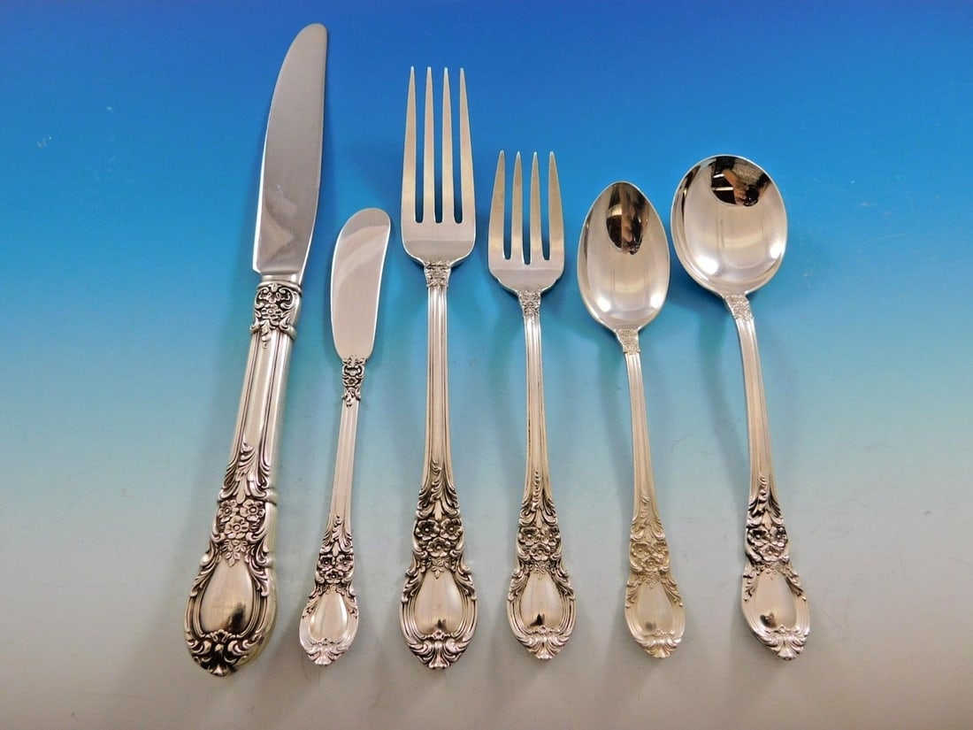 Lunt American Victorian Sterling Silver Flatware Set for 12 77 Pieces (1 of 9)
