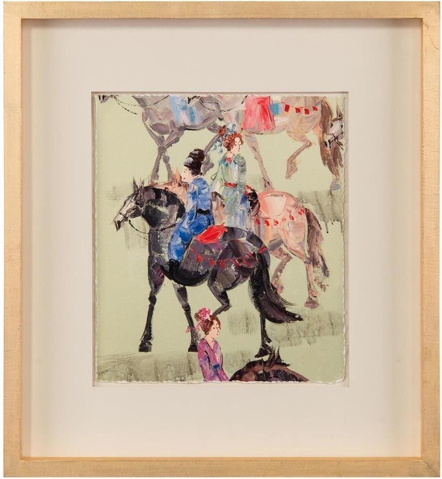 John-Richard Gold-Framed Vertical Horseback Art with Deckled Edge (1 of 1)