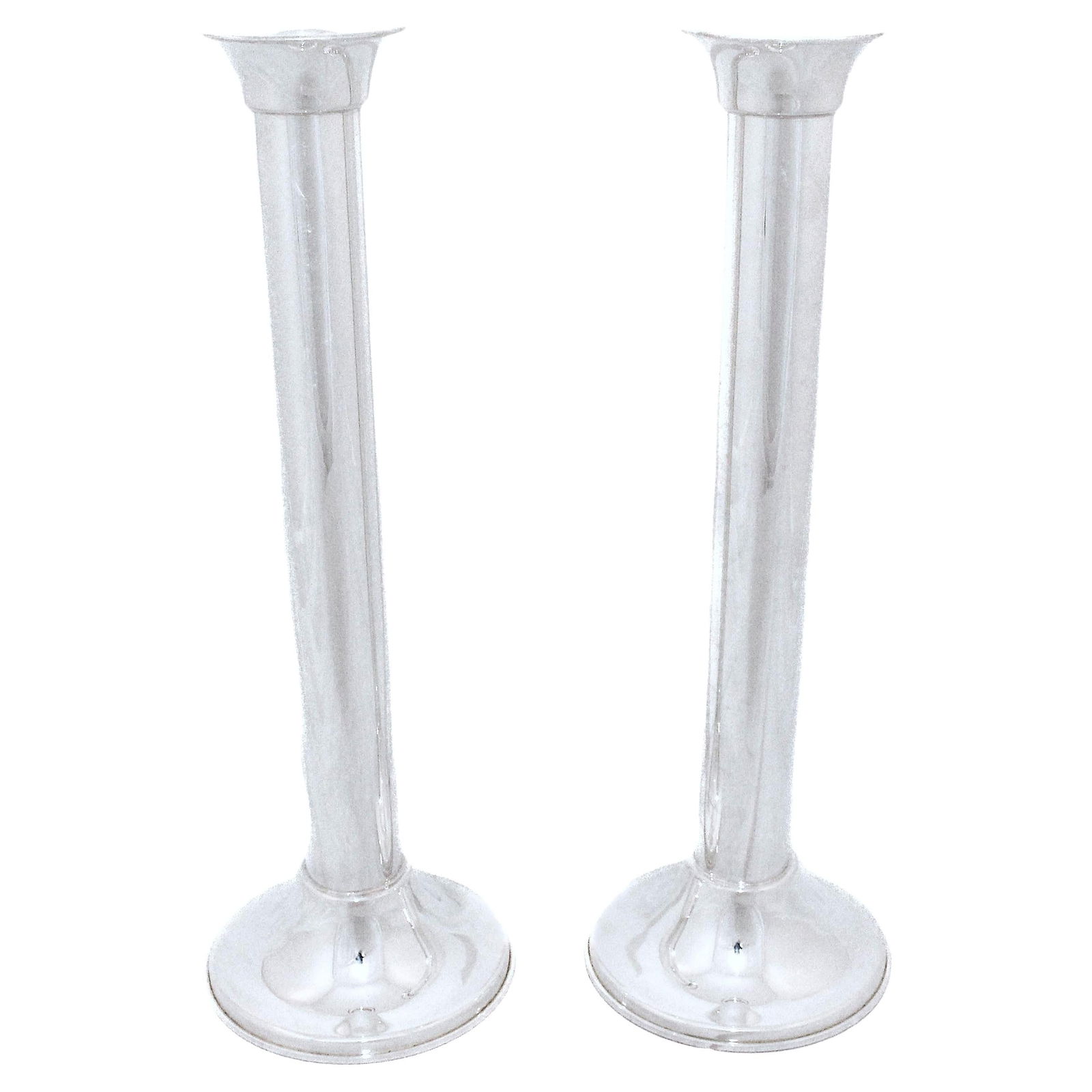 Modern Sterling Silver Shabbat Candlesticks Set of 2 Made in Israel: Modern Sterling Silver Shabbat Candlesticks Set of 2 Made in Israel This elegant pair of sterling silver Shabbat candlesticks embodies a sleek and modern design, perfect for enhancing any table settin