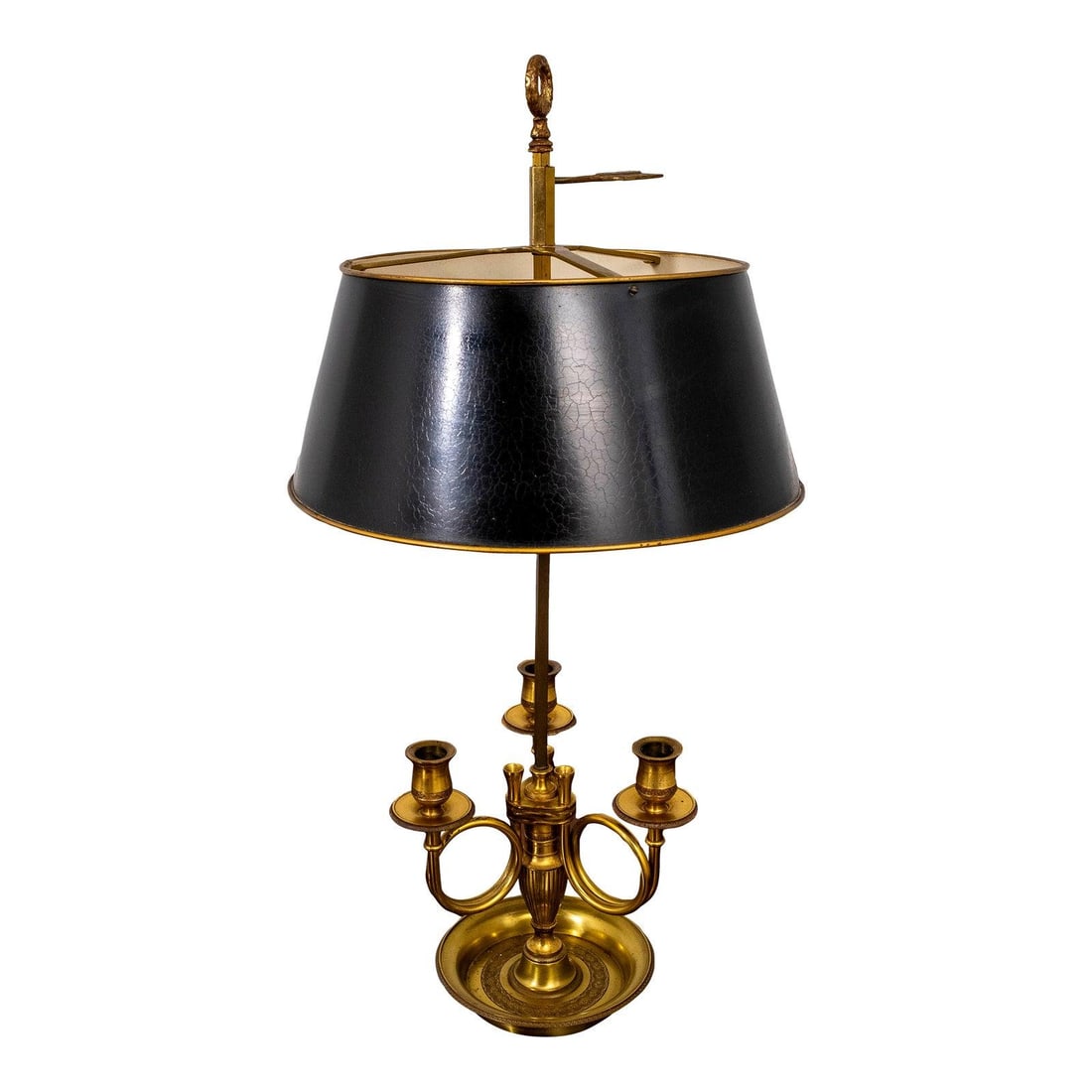 French Vintage Brass Tole Bouillotte Desk Lamp 26.5" High (1 of 10)