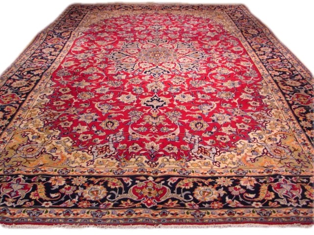 Handmade 9.9 x 14.10 Persian Isfahan Najafabad Rug Iran Wool (1 of 5)