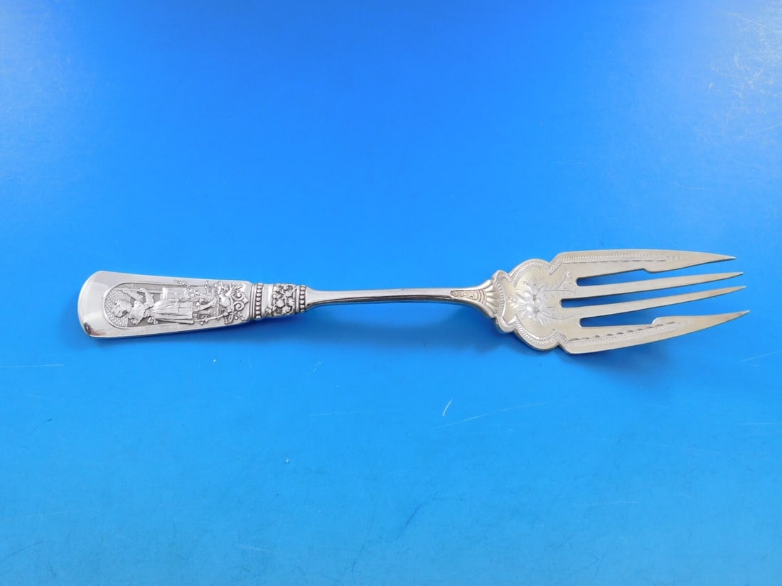 Gorham Fontainebleau Sterling Silver Fish Fork 6 5/8 Bright-Cut Heirloom (1 of 4)