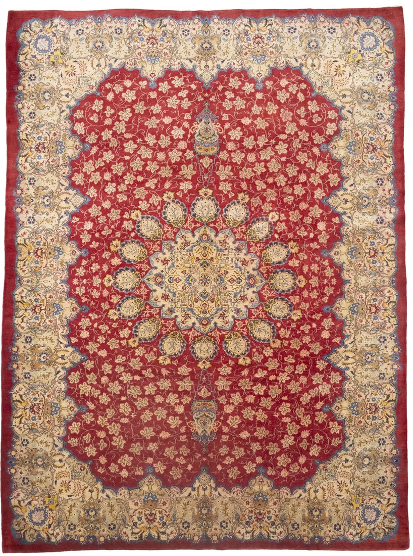 Handmade Semi-Antique Red Floral Oriental Rug 10'6 x 14'0 Vintage Wool Carpet (1 of 14)