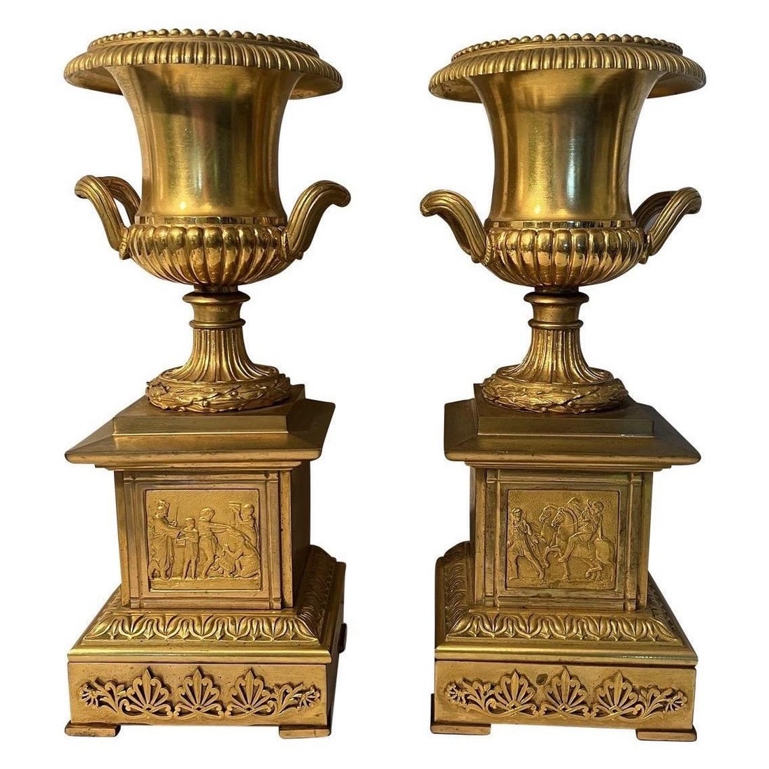 Pair of 19th Century Neoclassical Gilt Bronze Urns (1 of 11)