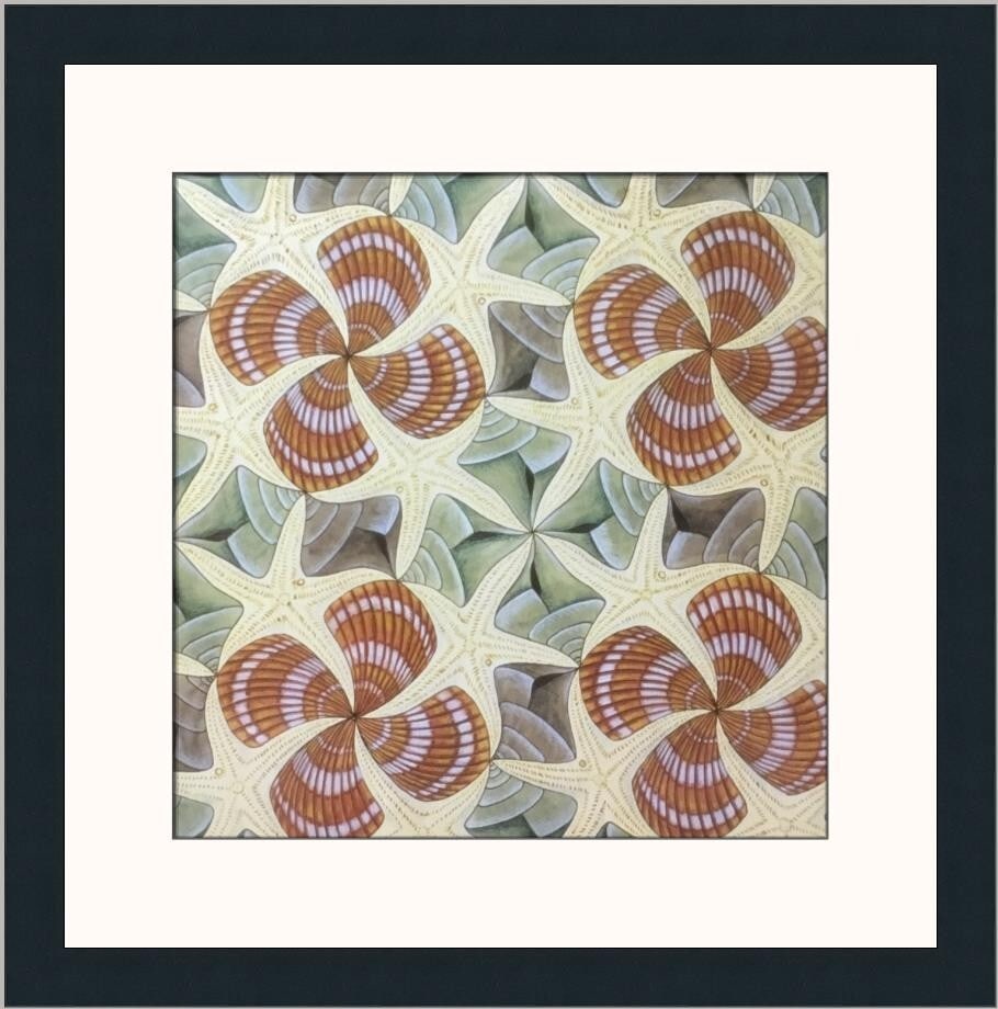 M.C. Escher Symmetry Drawing IV Custom Framed Art Print 18x18: M.C. Escher Symmetry Drawing IV Custom Framed Art Print 18x18 This custom framed print features M.C. Escher's renowned artwork titled "Symmetry Drawing IV," created using offset lithography. Measuring