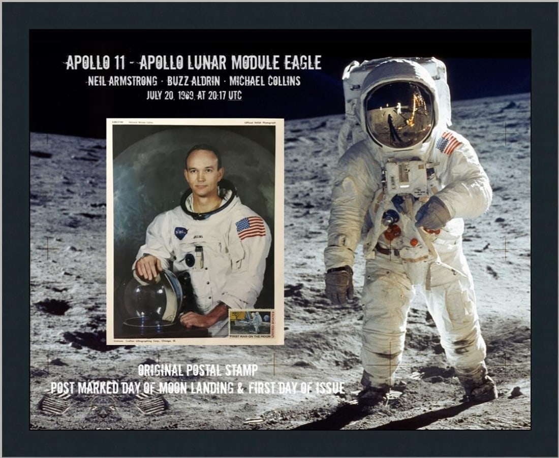 NASA Apollo 11 Photo Michael Collins First Day of Issue Framed 1969 (1 of 4)
