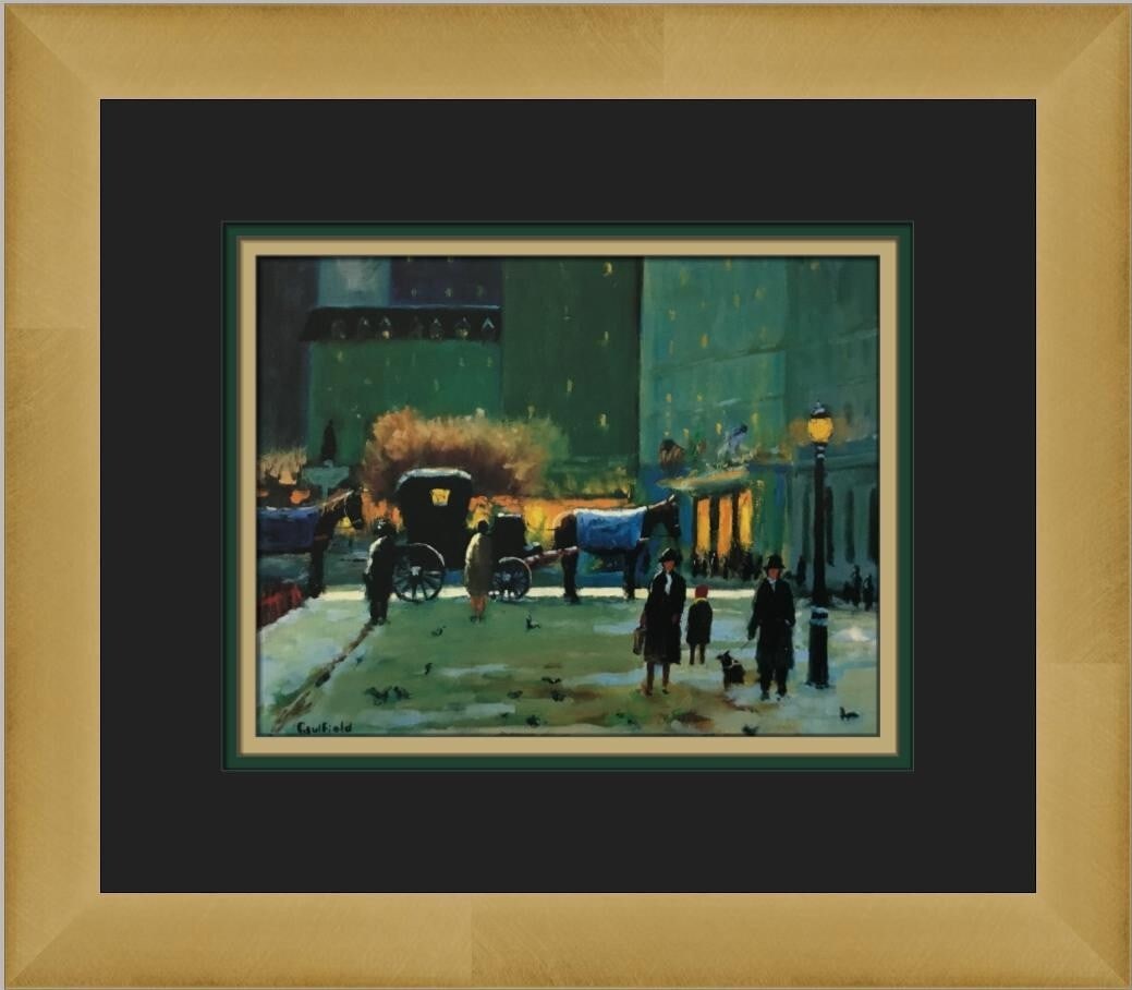 Robert Caulfield Plaza Evening NYC Custom Framed Lithograph Print (1 of 2)